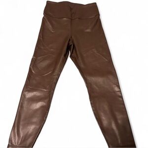 90 Degree By Reflex Chocolate Faux Leather Fleeced Lined Leggings